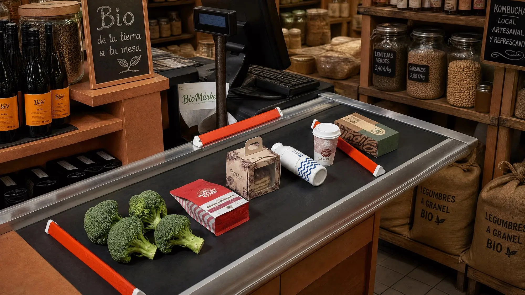 Detalle de un mercado con producto fresco