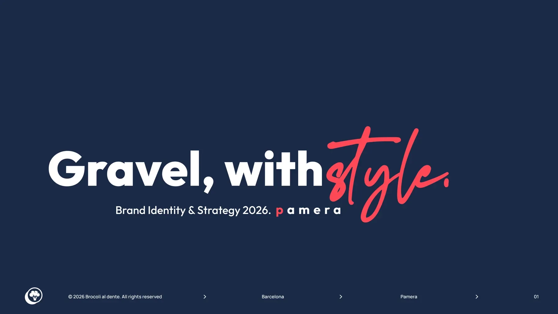 Portada del brandbook de Pamera: Gravel, with style.