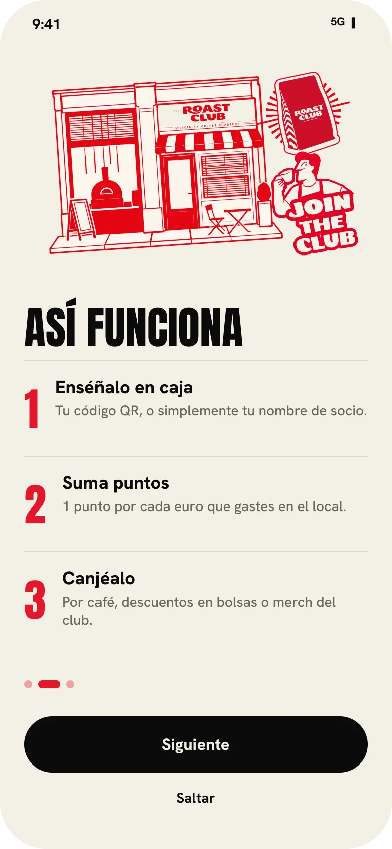 Pantalla que explica cómo se suman puntos