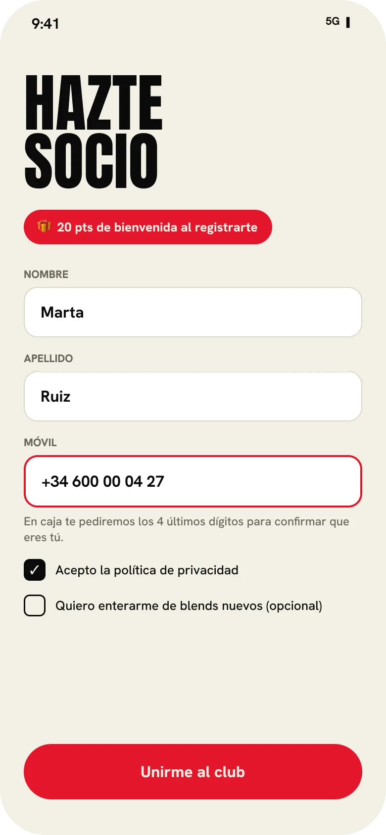 Formulario para hacerse socio
